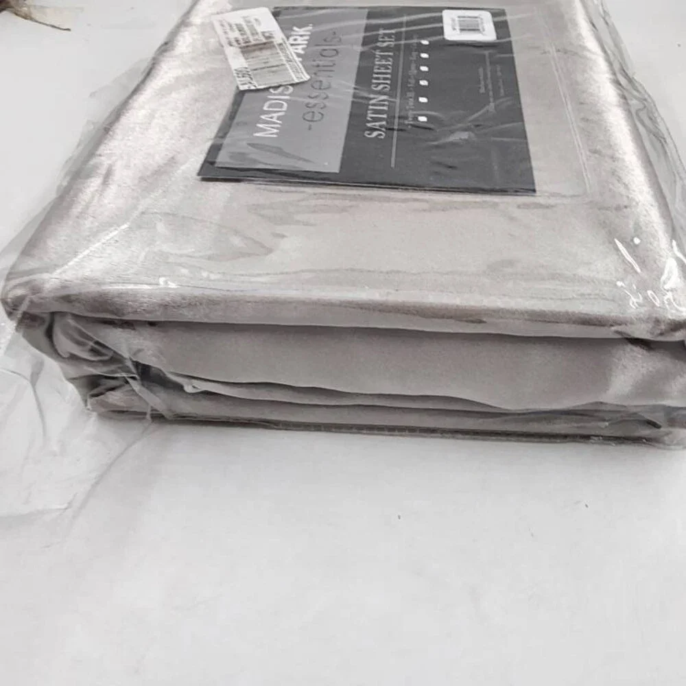 Madison Park Satin 6 pcs Polyester Full Luxury Sheet Set Full Light Grey